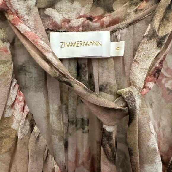 Floral Zimmermann silk short-sleeved, frilly, dress, with slip. Size 0. - Picture 5 of 6